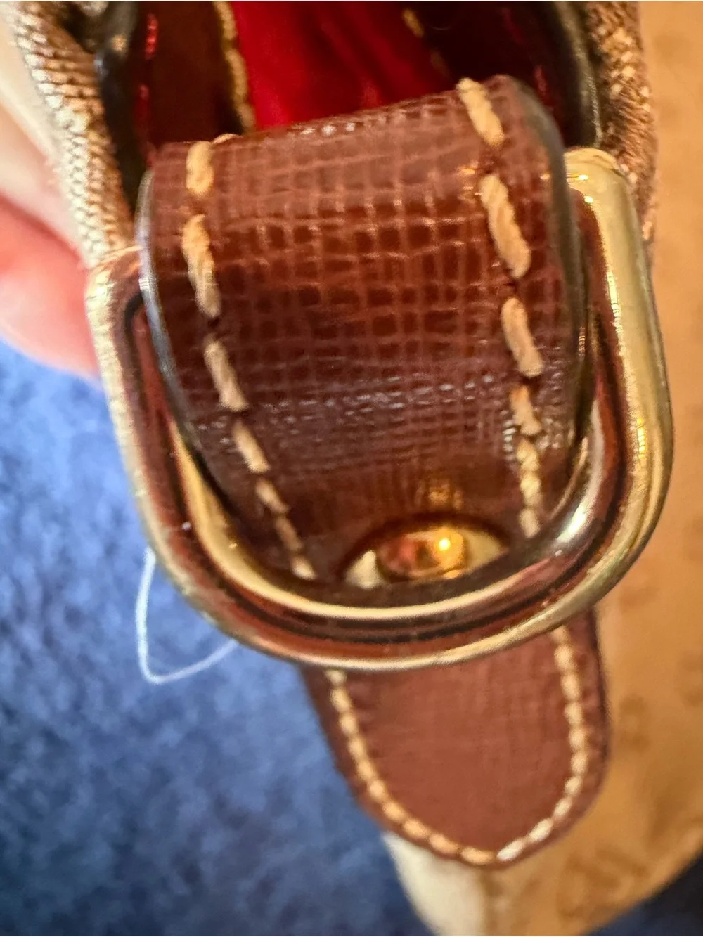 Dooney & Bourke Tan Signature Tote with Brown Leather Trim